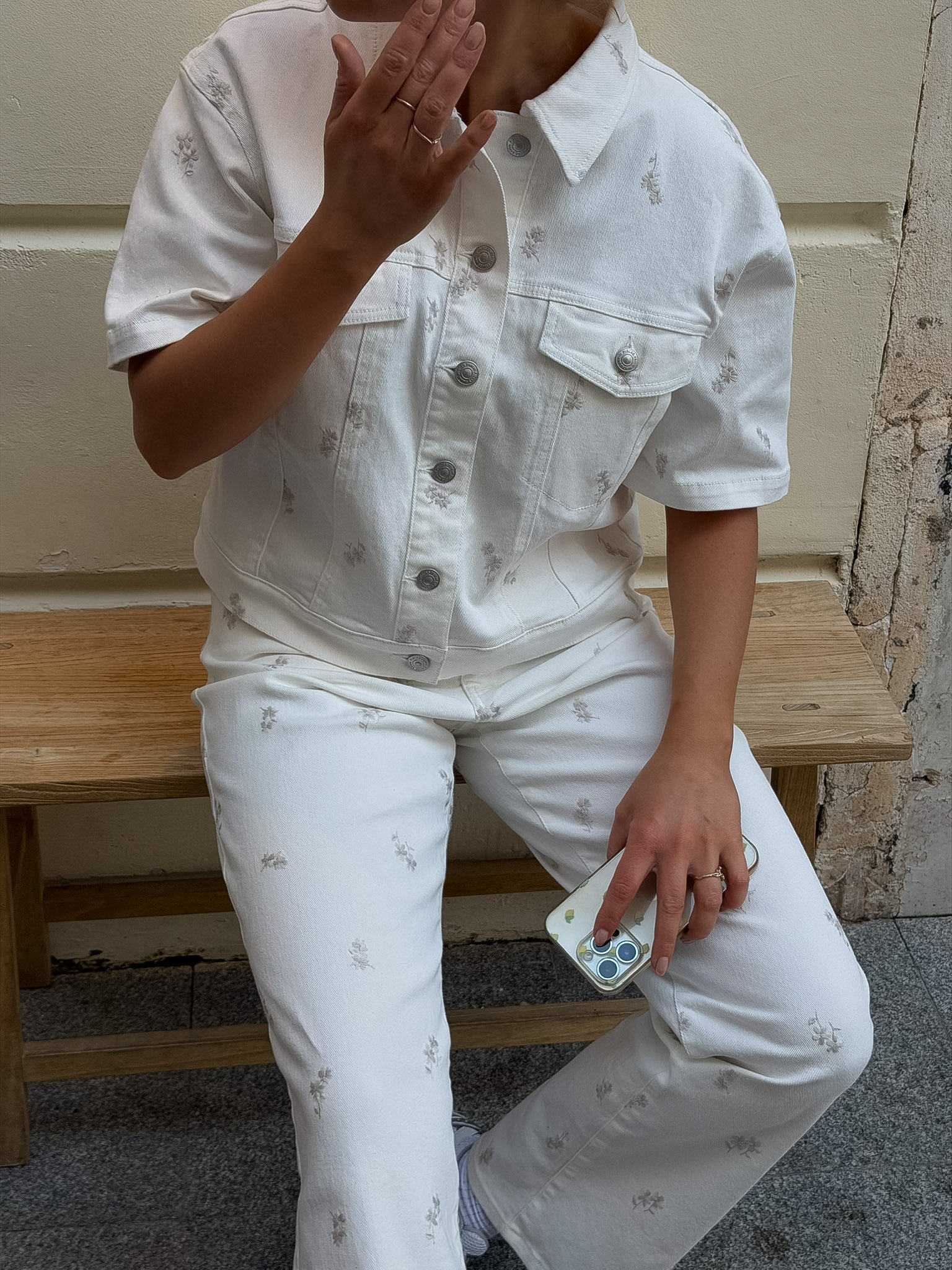 PCVIOLET Denim Shirt - Cloud Dancer